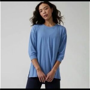 Athleta‎ Tranquility Top Heritage Blue Oversized 3/4 Length Sleeves